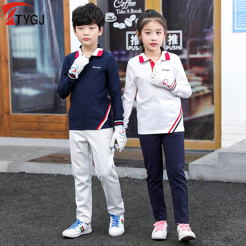 Golf Clothing Children's Long-sleeved T-shirt Polo Shirt Casual Sports Clothes Autumn and Winter Youth Sports Clothes