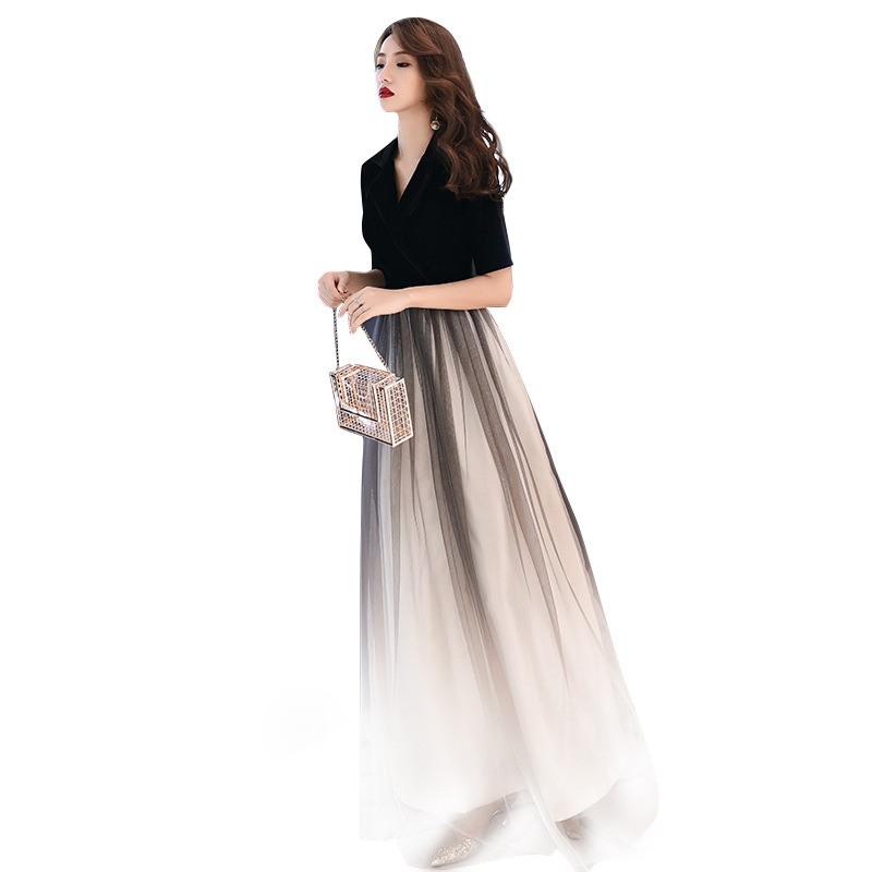Vestido 2026, Nuevo Vestido de Noche Elegante de Invierno, Largo, con Cuello en V, para Banquete, Fiesta, Ajustado