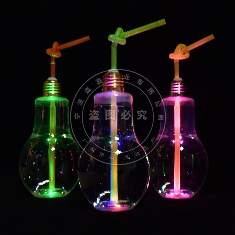 En stock Venta caliente 8] 320.400.500ml con luz luminosa LED burbuja taza moda creativa botella de bebidas