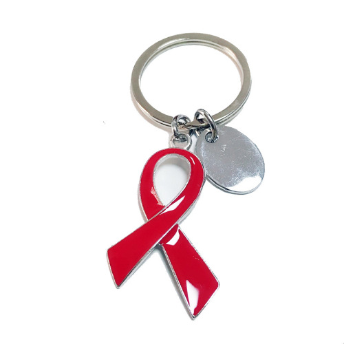Business gift keychain December 1st AIDS Awareness Day souvenir red ribbon pendant jewelry