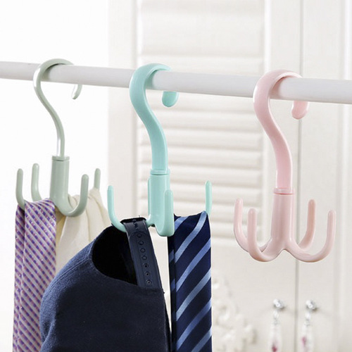 Rotatable 4-claw multi-purpose hanger hook, clothes hanger, tie, scarf, scarf, coat rack, plastic hook, shoe rack