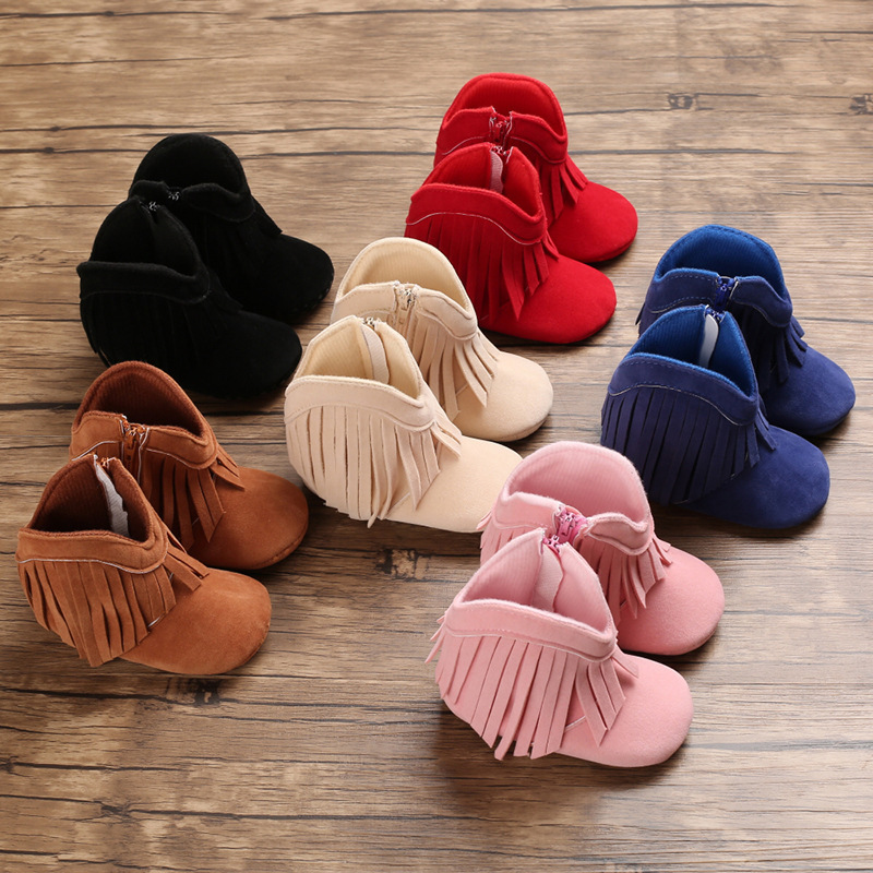 babyshoes baby toddler shoes 0-1 years old female soft bottom winter snow boots tassel baby shoes
