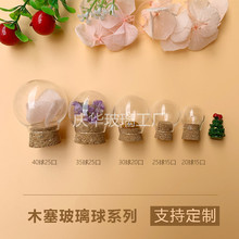 工厂直销木塞款透明玻璃球罩diy手工干花圆球罩子景观摆件