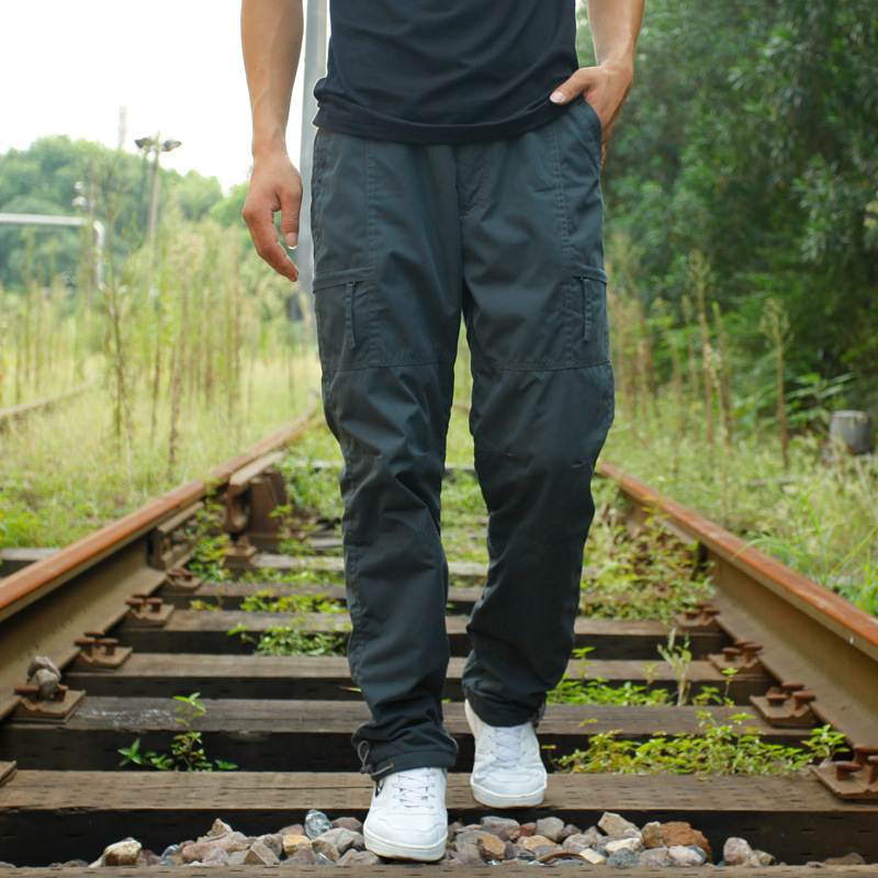 Men's Winter fleece-lined Casual Pants Thickened Warm Cotton Pants Outdoor Multi-Pocket Crane Pants Men's Fashion Sports Pants