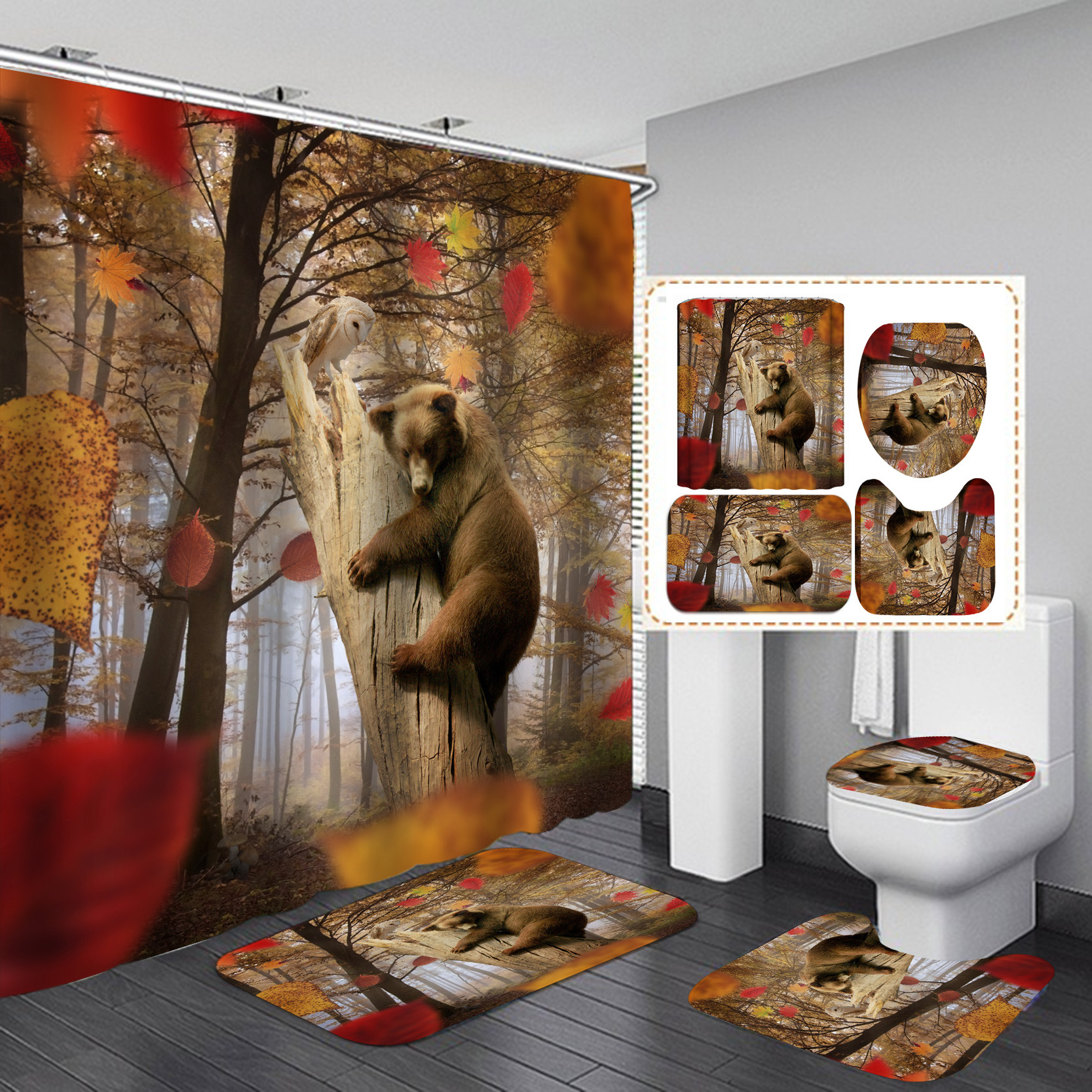 Juego de cortinas de ducha nórdicas de poliéster, impermeables, resistentes al moho, gruesas, estilo hotel, suministro directo del fabricante, diseño animal.