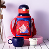 Children's cartoon straw, glass stainless steel, cute cup with glass for early age, sling, suspenders for elementary school students, teapot