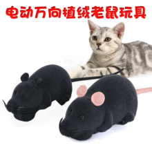 厂家批发新款电动万向老鼠毛绒逗猫玩具新奇特整蛊会自己动的老鼠