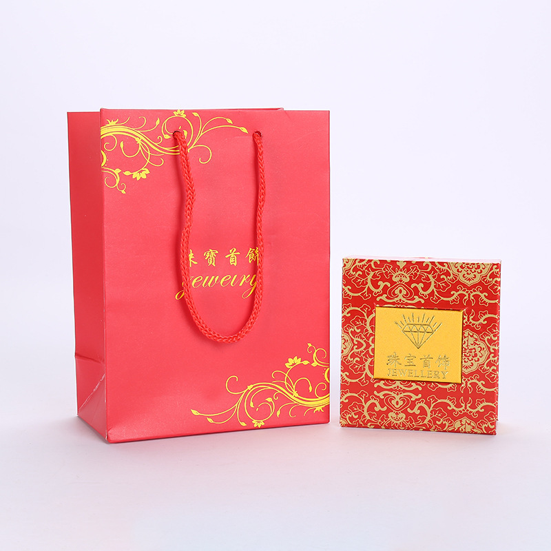珠宝首饰红皮纸开窗礼盒店促金饰包装项链首饰盒批发 可支持LOGO