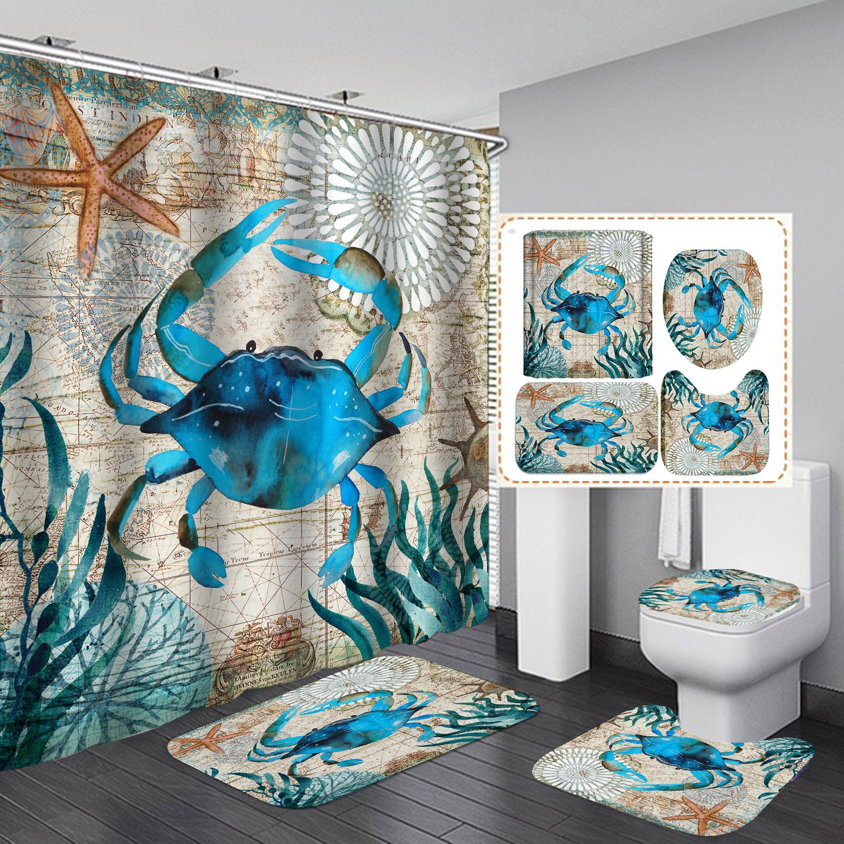 Cortina de Ducha Personalizada con Diseño de Tiburón Serie 2, Impresa Digitalmente, Antimoho, Impermeable para Baño, Venta al Por Mayor