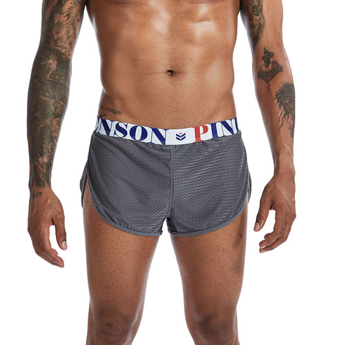 PINKY SENSON nylon mesh mid-waist solid color breathable men's home Arrow pants boxer briefs