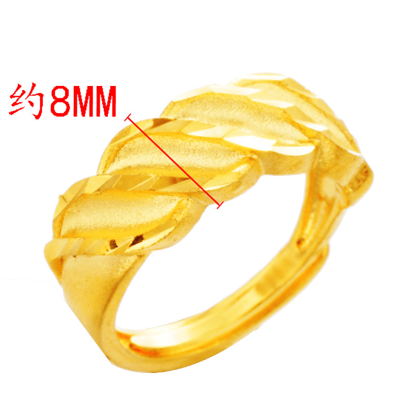 Venta caliente 3D chapado en oro duro lluvia de meteoros anillo abierto moda latón puro arena oro hombres y mujeres pareja anillo