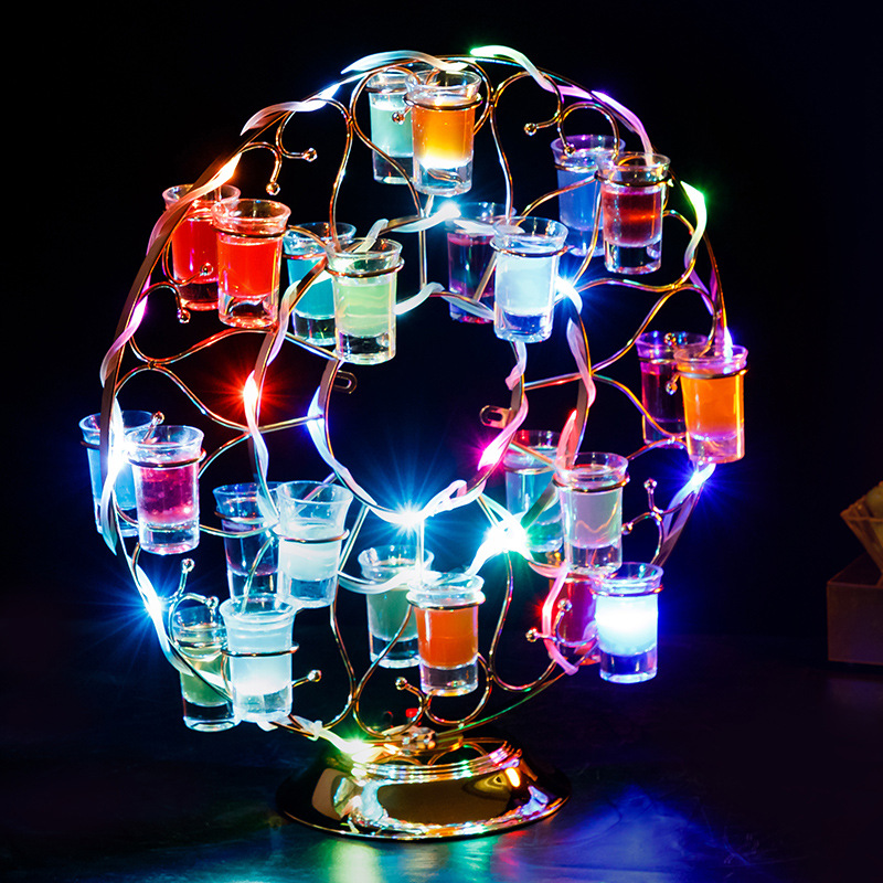 Titular de la taza de cóctel emisor de luz Barra de LED KTV redondo emisor de luz estante del vino de la bala Copa titular de la taza de vino titular de la taza de colores