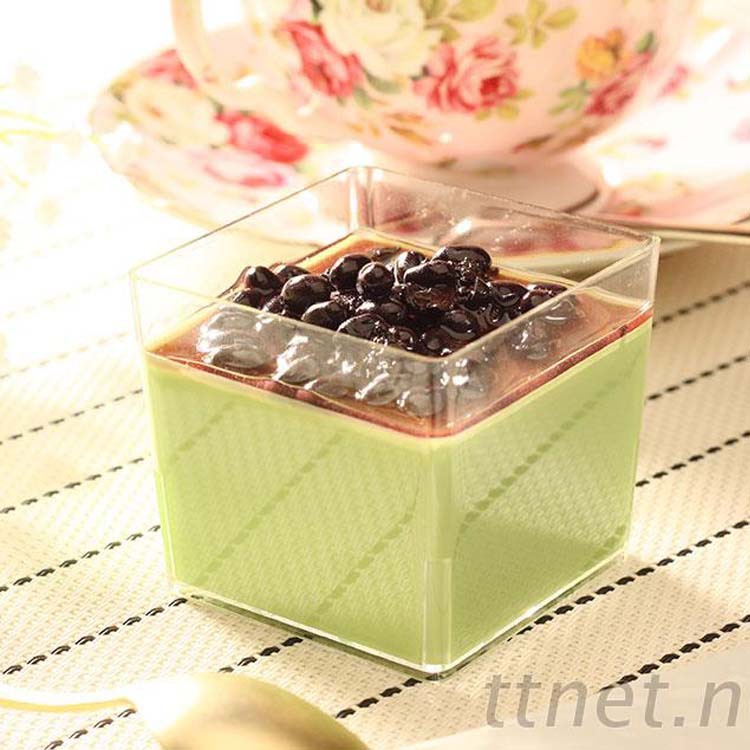 Taza de postre de plástico desechable soporte de fruta taza de mousse cuadrada Jiugongge yogur postre pudín taza pequeña taza de la torta
