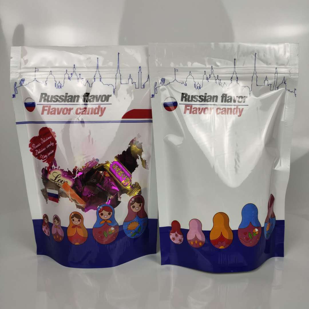 厂家直销套娃半斤糖果食品袋俄罗斯糖果袋自封自立外文糖果包装袋