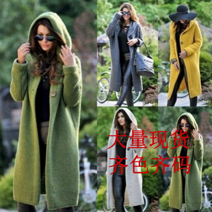 Spot 2022 Autumn and Winter Popular Amazon Sweater Large Size Cardigan Knitted Sweater Women's Mid-Length Jacket W103