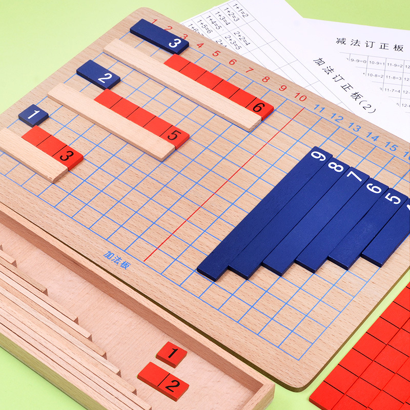 Educación de matemáticas para niños educación temprana de multiplicación y división de la placa de adición de la placa de adición y resta de Montessori ayuda de enseñanza