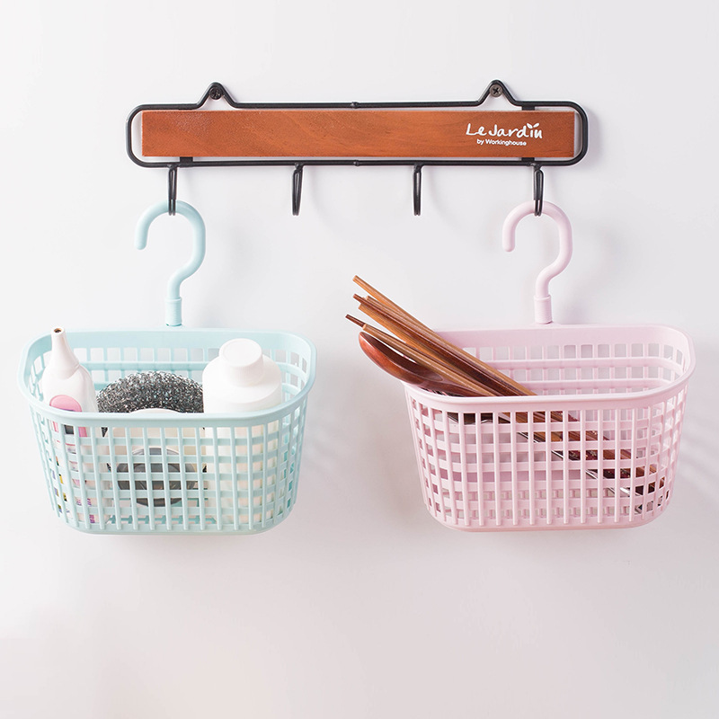 厨房吊篮小挂篮置物篮厕所挂钩手提篮子塑料浴室挂壁收纳筐洗澡篮