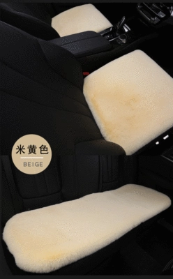 Wholesale car cushion winter three-piece warm seat cushion New imitation rabbit fur thickened Universal tie-free plush car cushion (Wool pad) - beige-three-piece-set