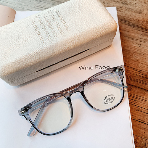Retro round rice nail anti-blue light flat glasses men and women myopia glasses frame trendy literary TR90 glasses frame