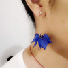 Matte earrings, accessory with tassels, Korean style, flowered