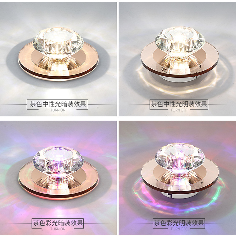 射灯七彩正方形过道灯水晶走廊灯个性入户玄关灯led筒灯创意|ru
