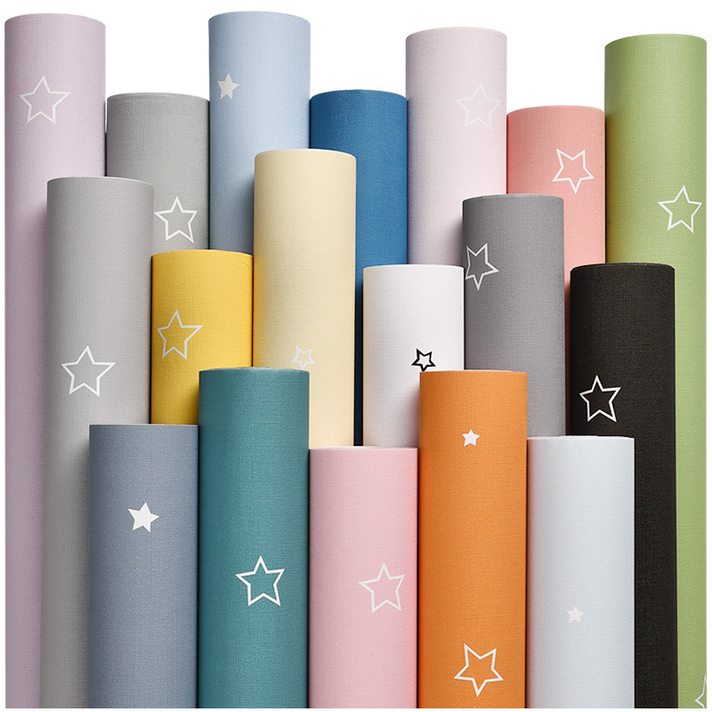 Simple wallpaper self-adhesive plain solid color pvc stickers warm bedroom living room wallpaper dormitory decoration wall stickers anti-fouling