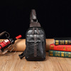 Polyurethane chest bag, small bag, trend black one-shoulder bag, Korean style, genuine leather, wholesale