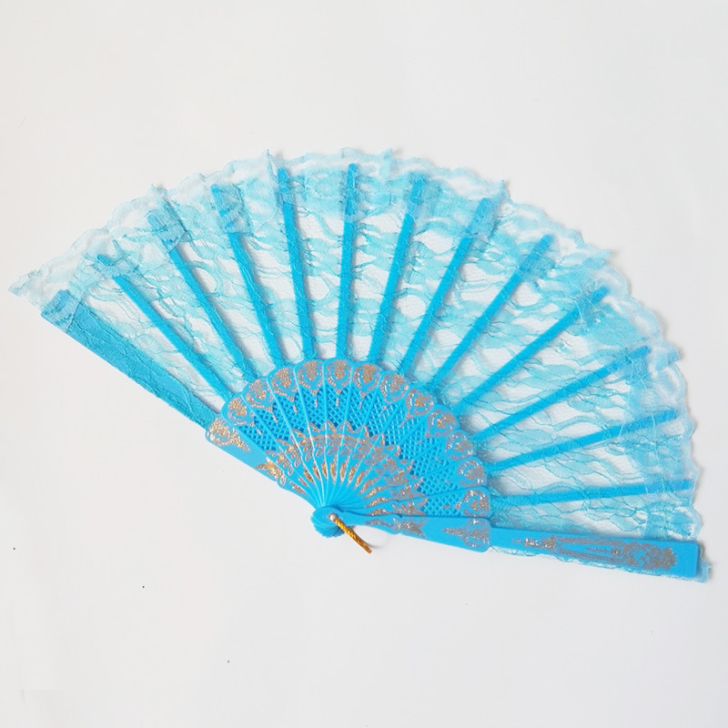 En stock Color opcional ventilador de encaje de doble capa ventilador de encaje negro