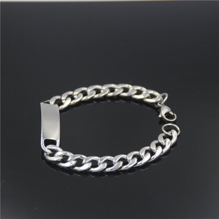 Wholesale flat chain curved brand bracelet stainless steel NK chain fashion simple men's and women's hand ornaments can be lettering European and American jewelry