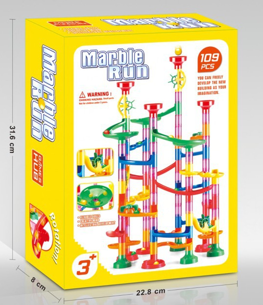 Cross-border explosions early education toys track ball Building Blocks 3D three-dimensional maze pipe DIY assembly building blocks 105PCs