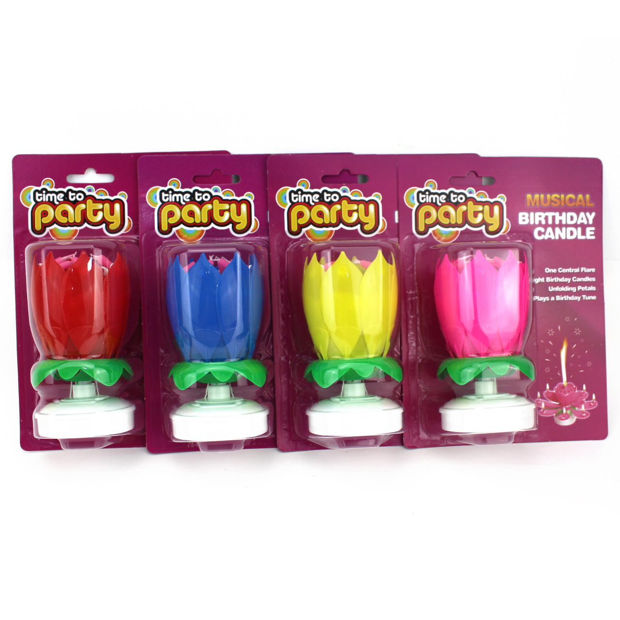 Venta al por mayor de música vela fiesta de cumpleaños de doble capa de fondo plano floreciente rotación de música en inglés tarjeta trasera Lotus Candle