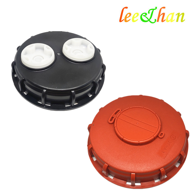 IBC Piezas de barril de tonelada Cubierta de barril de tonelada 16,3 cm con ventilación Cubierta de barril químico Cubierta de barril de tonelada Cubierta de plástico Cubierta de doble orificio DN150