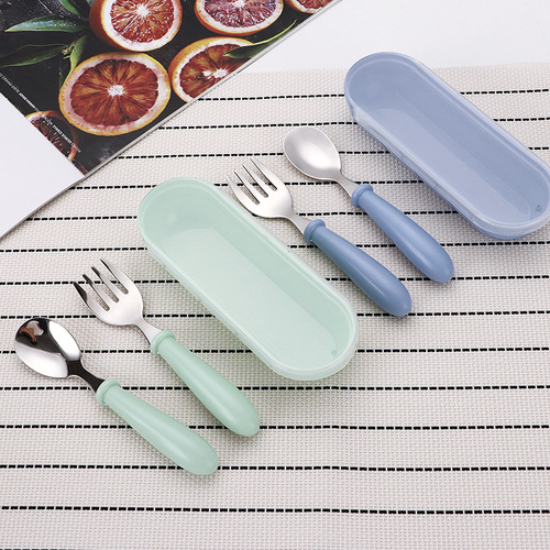 Cartoon 304 stainless steel children's tableware fork and spoon set creative star food training cute gift gift