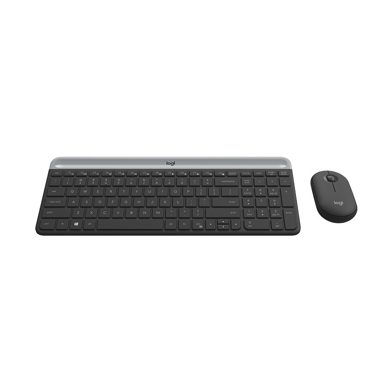 Mk470 Ultra-Thin Wireless Keyboard and Mouse Set Full-Size Black and White Business Office Set with Receiver