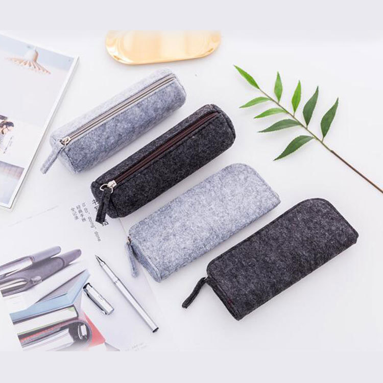 毛毡笔袋时尚新款创意定制LOGO  大容量学生笔袋拉链笔筒厂家批发