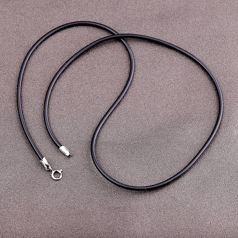 人品银品925银饰品 泰银银扣橡胶皮绳厂家批发欧美  皮绳跨境