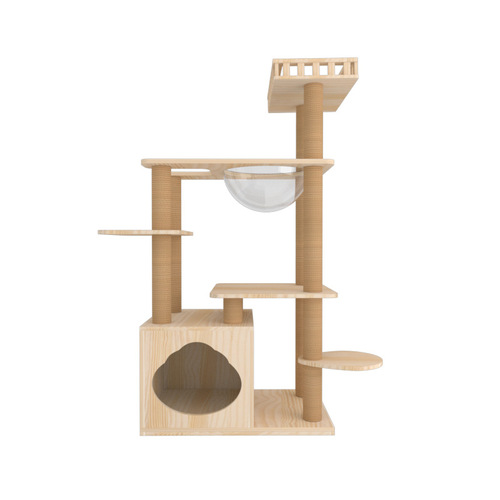 Mengzhu solid wood cat climbing frame space capsule small cat nest cat scratching post cat tree house cat scratching board wholesale