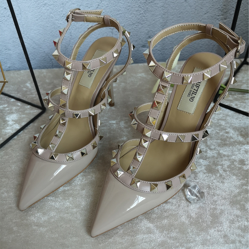 2026 Celebrity-Inspired V-Style Studded Pointed-Toe High Heels, Ultra-High Heels, Thin-Heel Strappy Sandals, Internet Celebrity Shoes for Women