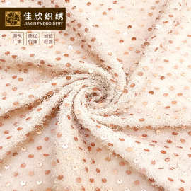 2020秋冬新款西装外套 闪光绒6mm边孔珠片绣花面料 亮片布料