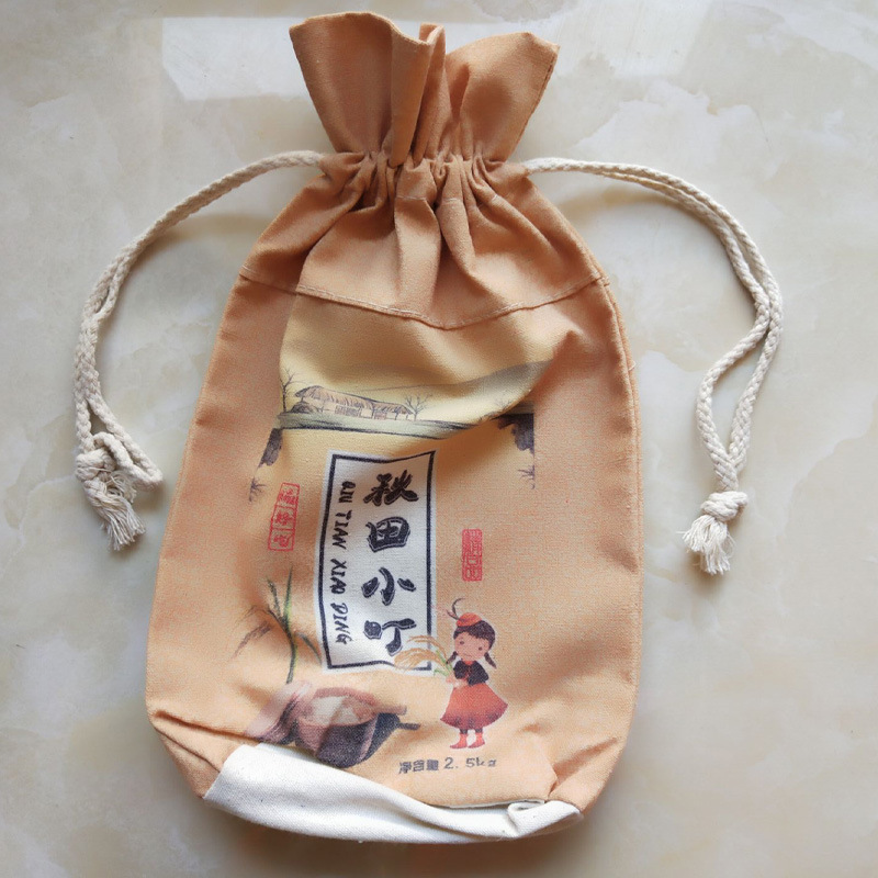 花色帆布抽绳束口袋现货制作各类帆布收口袋棉布抽绳袋可印logo