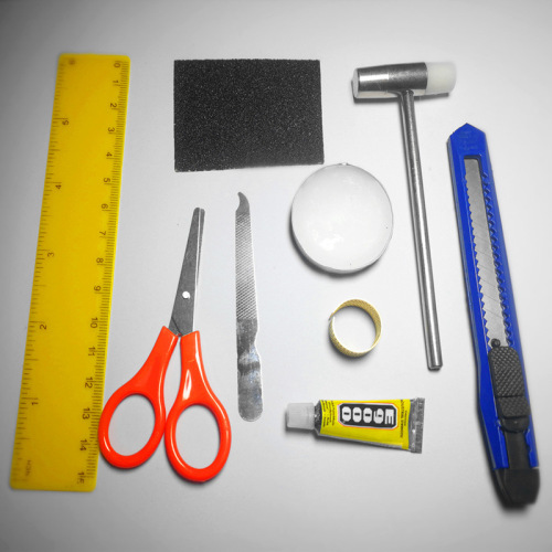 DIY cabin tool set, hand-assembled model tool set, scissors, tweezers, ruler, tool glue