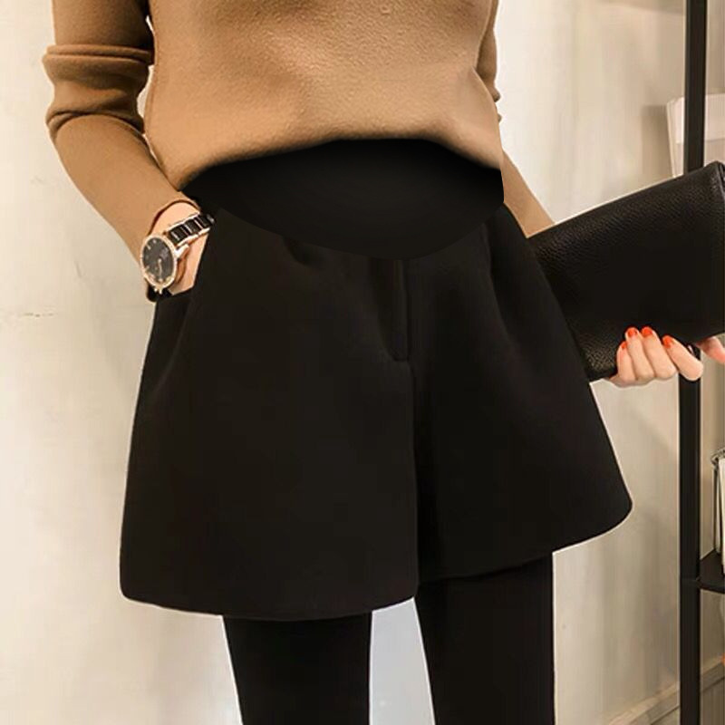 Maternity Pants 2025 Autumn and Winter New Woolen Outer Shorts Wide-Leg Pants Maternity Belly Support Pants Boot Socks