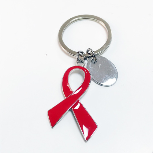 Business gift keychain December 1st AIDS Awareness Day souvenir red ribbon pendant jewelry