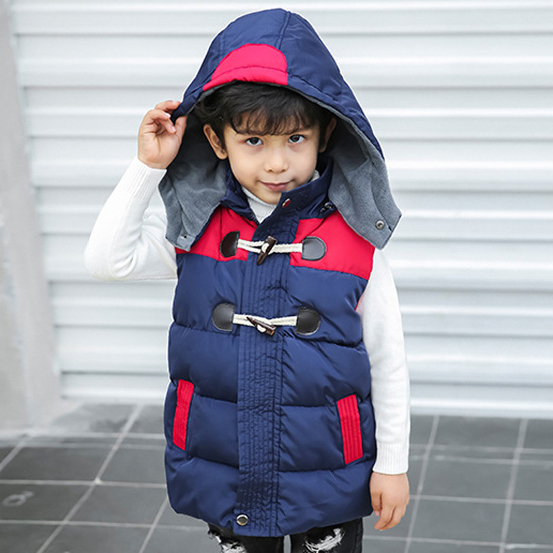 Niños abajo Chaleco de algodón invierno niños y niñas bebé, además de terciopelo engrosado con capucha chaleco kindergarten ropa Logo