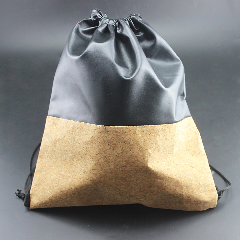 软木革束口袋抽绳袋现货  学生背包袋时尚帆布皮革手提袋厂家