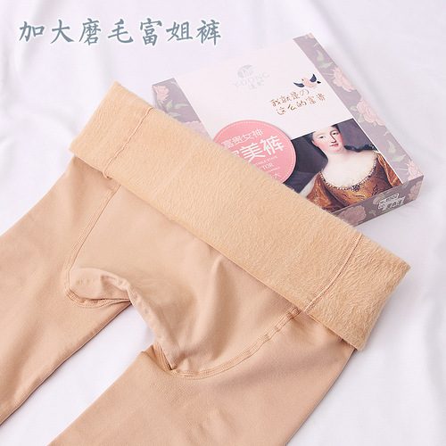 Far East autumn and winter plus size rich sister leggings brushed warm all-in-one pantyhose super elastic watermelon crotch plus velvet pants 8502