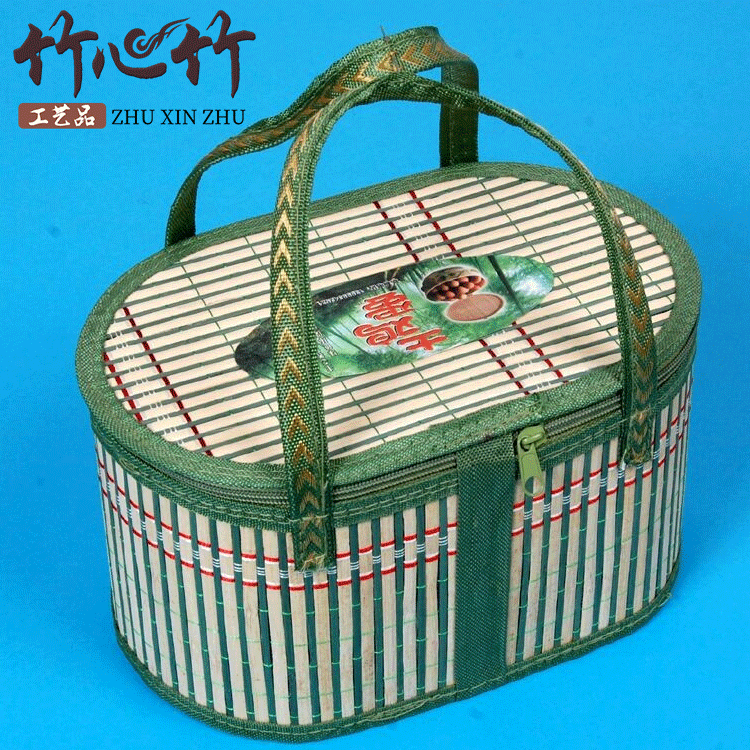 竹篮手提椭圆形编织收纳篮竹制折叠鸡蛋包装竹编批发价礼品包装