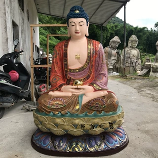 寺院大雄宝殿供奉释迦摩尼佛药师佛阿弥陀佛三宝佛像生漆雕塑