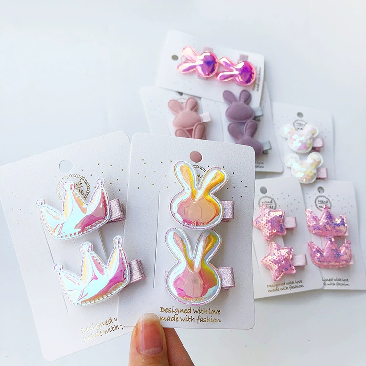 Корейский стиль PU блестящая детская заколка для волос с короной и звездой детская женская заколка для волос головной убор полная ткань пара боковых зажимов зажим для челки