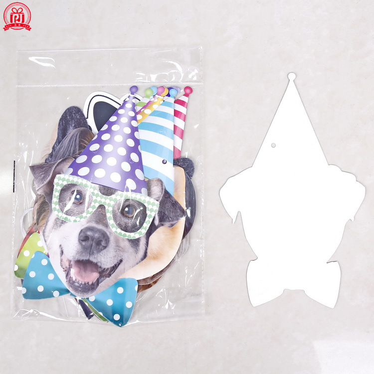 Especial transfronterizo para nuevo perro cumpleaños fiesta tirar bandera mascota cumpleaños decoración tirar flor perro expresión
